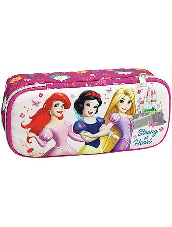 Trousse rectangulaire 'Disney Princess' 2 compartiments zippés 23 cm