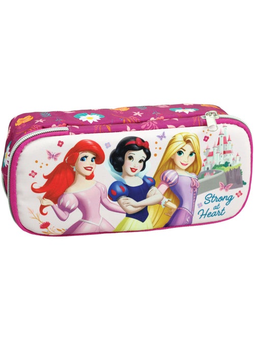 Trousse rectangulaire 'Disney Princess' 2 compartiments zippés 23 cm - Kiabi