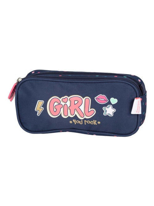 Trousse rectangulaire double compartiment fille KIP Girl You Rock - Kiabi