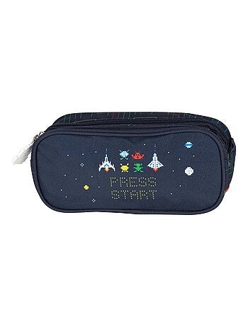 Trousse rectangulaire double compartiment garçon KIP Press Start