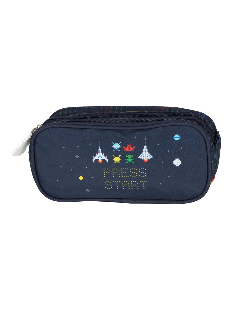 Trousse rectangulaire double compartiment KIP PRESS START Marine/Multicolore - Kiabi