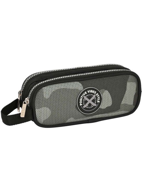 Trousse Rectangulaire Double Compartiment Positive Vibes Style Camouflage 20 CM - Kiabi