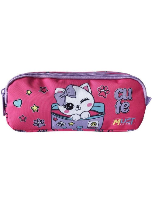 Trousse rectangulaire en toile motif chaton Team Love La boutique des toons - Kiabi