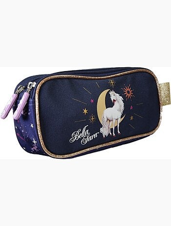 Trousse rectangulaire fille double compartiment BELLA SERRA bleu nuit