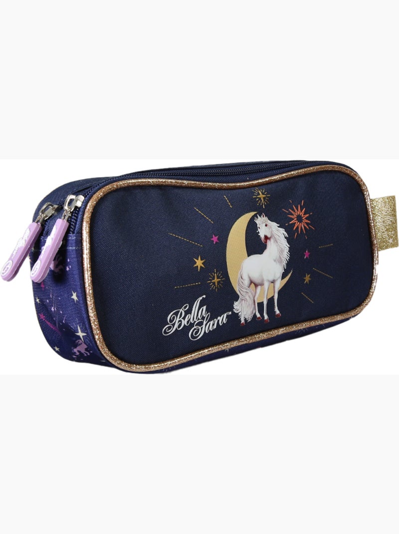 Trousse rectangulaire fille double compartiment BELLA SERRA bleu nuit Bleu nuit - Kiabi