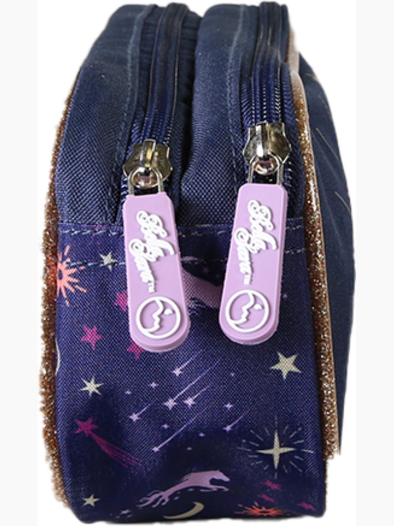 Trousse rectangulaire fille double compartiment BELLA SERRA bleu nuit Bleu nuit - Kiabi