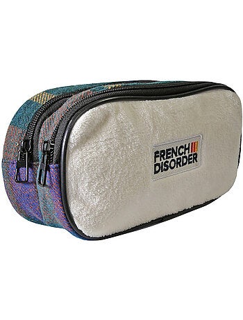 Trousse scolaire rectangulaire fille 2 compartiments FRENCH DISORDER Leo rose velours