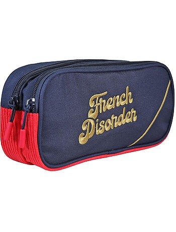 Trousse scolaire rectangulaire fille 2 compartiments FRENCH DISORDER Leo rose velours