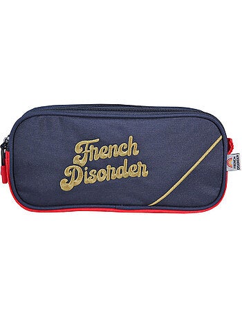 Trousse scolaire rectangulaire fille 2 compartiments FRENCH DISORDER Leo rose velours