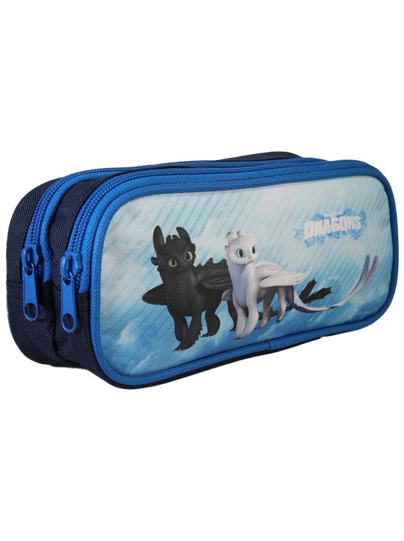 Trousse rectangulaire garçon DRAGONS bleue 2 compartiments Bleu - Kiabi