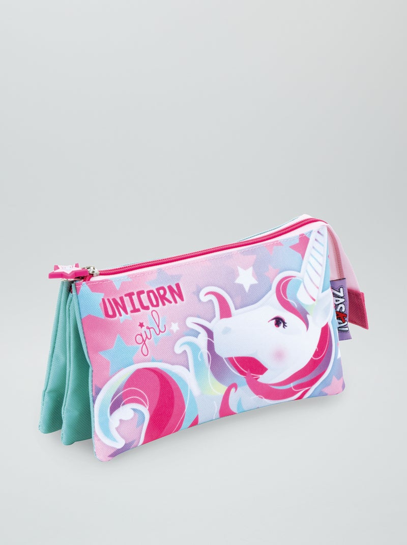 Trousse rectangulaire 'licorne' rose - Kiabi