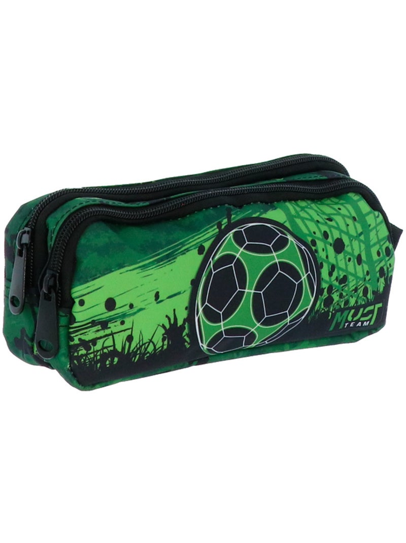 Trousse rectangulaire rembourrée polyester double compartiment Must Vert/Prune - Kiabi