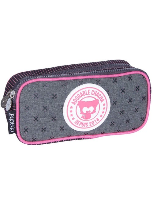 Trousse rectangulaire rétro à 2 compartiments zippés Chacha 22 cm - Kiabi Trousse rectangulaire rétro à 2 compartiments zippés Chacha 22 cm - Kiabi