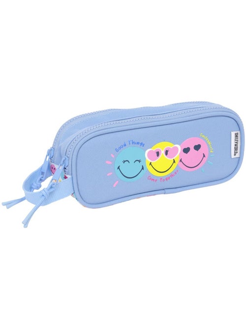 Trousse rectangulaire Smiley World Heureux double compartiment zippé – Smiley World - Kiabi