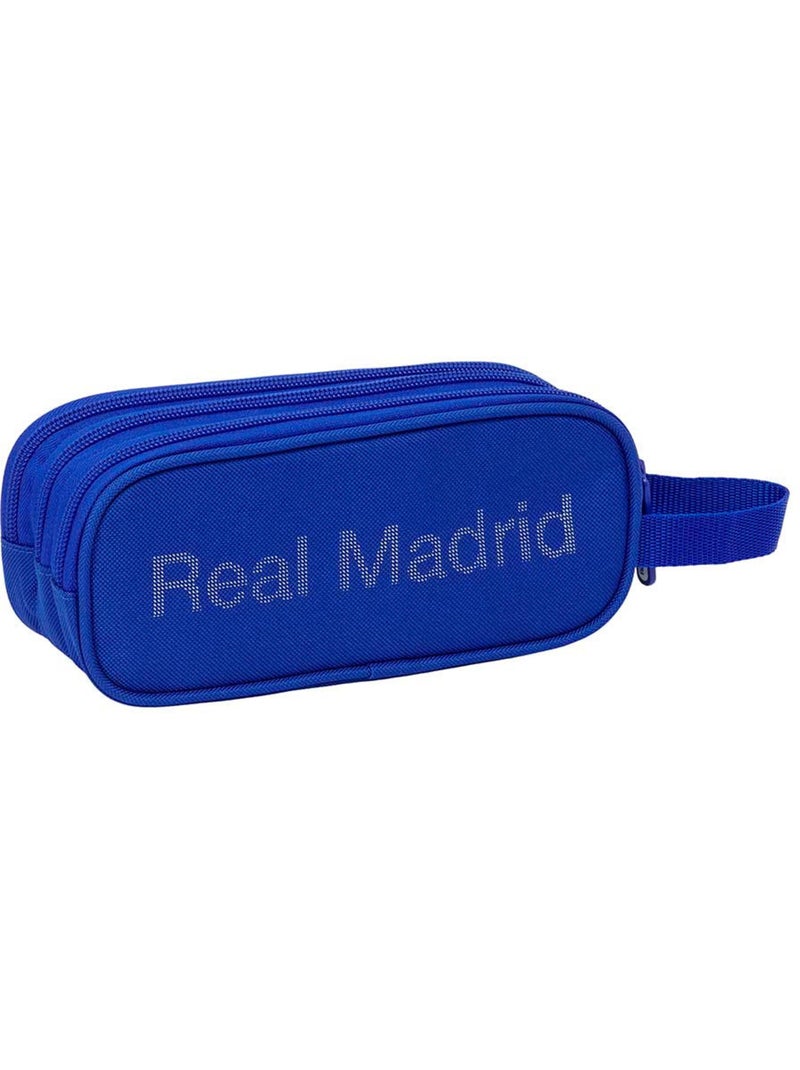 Trousse rectangulaire triple fermeture éclair Real Madrid 3 compartiments 21 cm Bleu - Kiabi