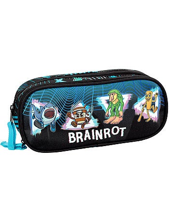 Trousse rectangulaire zippée 23 cm à 2 compartiments cmp brainrot