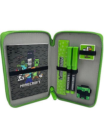 Trousse Remplie Minecraft Team avec 2 compartiments zippés 20 CM