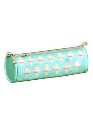 Trousse à Crayons Cylindrique Camouflage Vert - 20x7.5cm, Polyester, Pour école, Bureau, Rangement Stylos