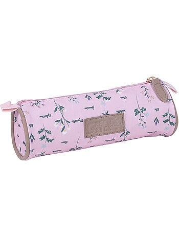 Trousse ronde botanique 22 cm CMP zippée tissu texture dorée