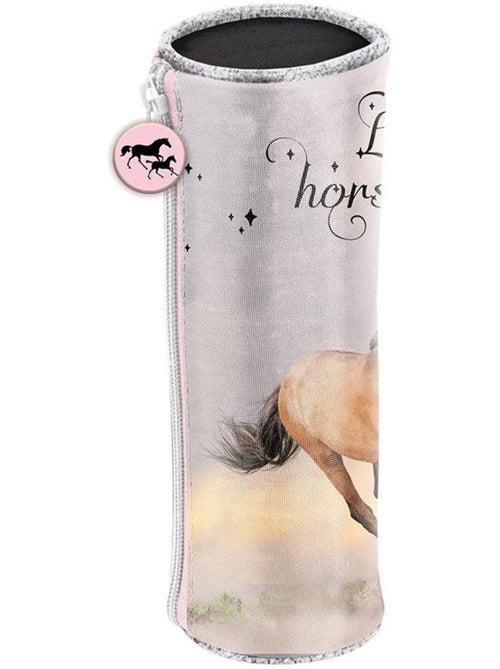 Trousse ronde cylindrique motif chevaux 22 cm - Kiabi Trousse ronde cylindrique motif chevaux 22 cm - Kiabi