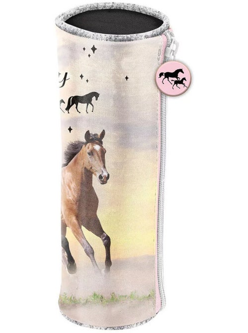 Trousse ronde cylindrique motif chevaux 22 cm - Kiabi Trousse ronde cylindrique motif chevaux 22 cm - Kiabi