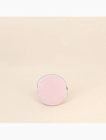 Trousse ronde en velours côtelé rose 11cm