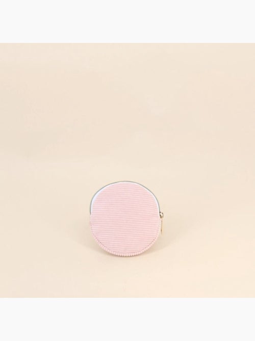 Trousse ronde en velours côtelé rose 11cm - Kiabi