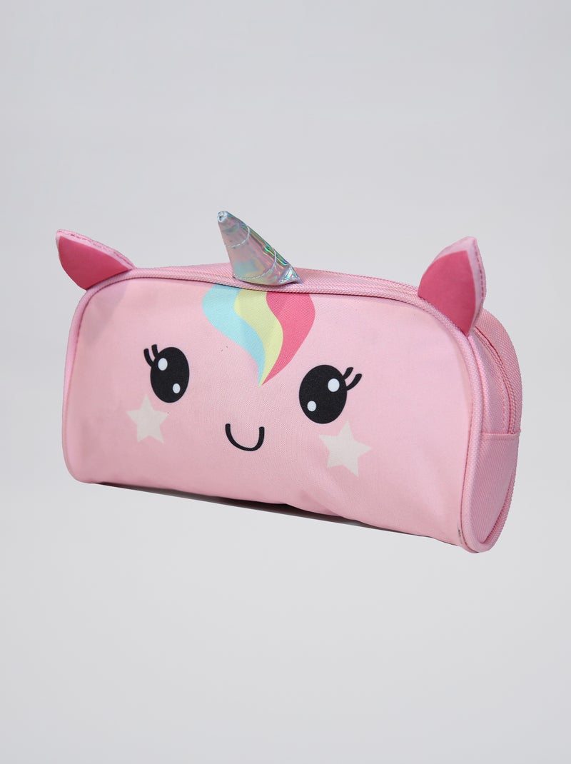 Trousse ronde fantaisie rose - Kiabi