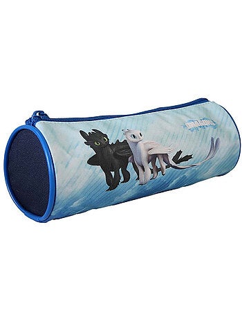 Trousse ronde garçon DRAGONS bleue 1 compartiment