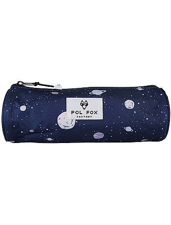 Trousse ronde garçon POL FOX Cosmo bleu marine motif planètes