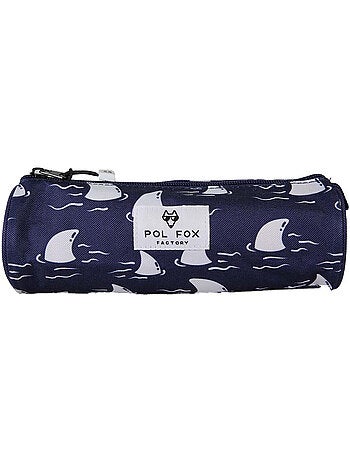 Trousse ronde garçon POL FOX Shark bleu marine motif requin