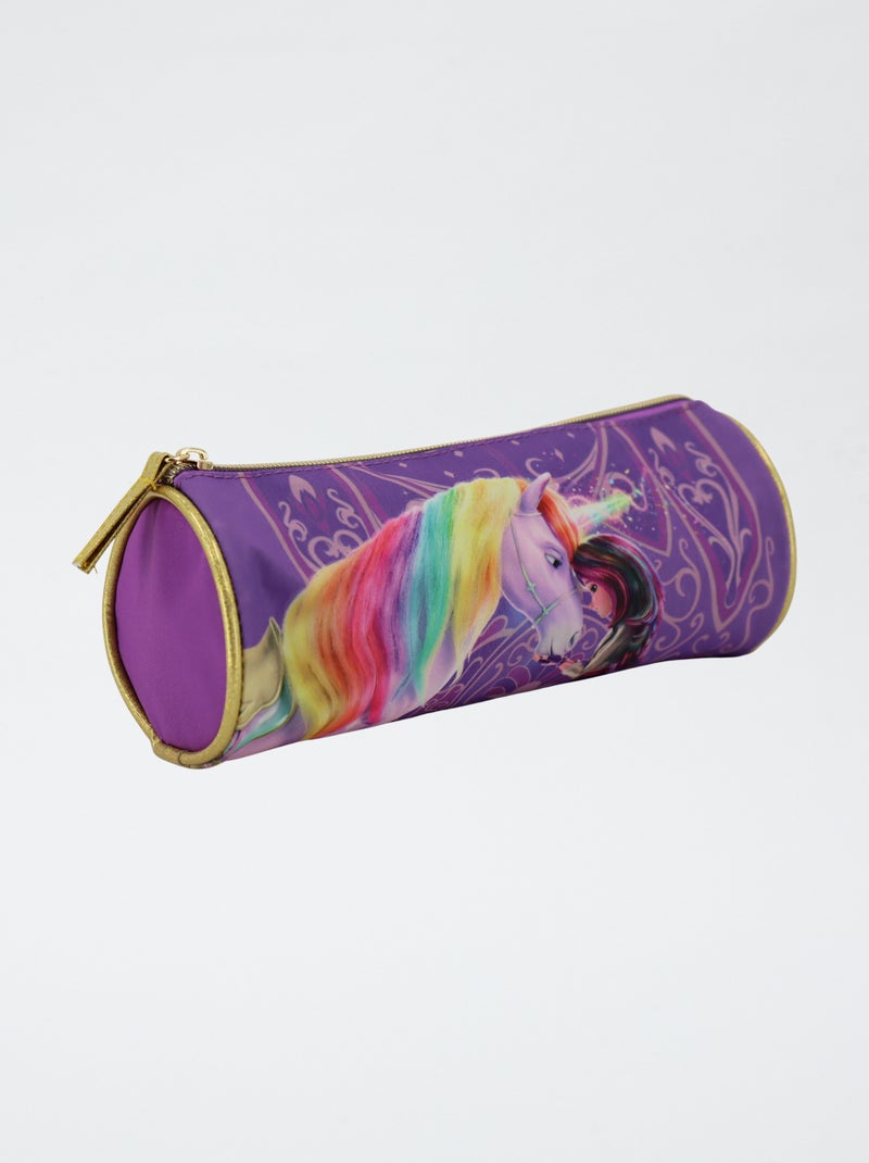 Trousse ronde Licorne Violet - Kiabi