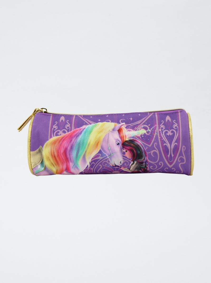 Trousse ronde Licorne Violet - Kiabi