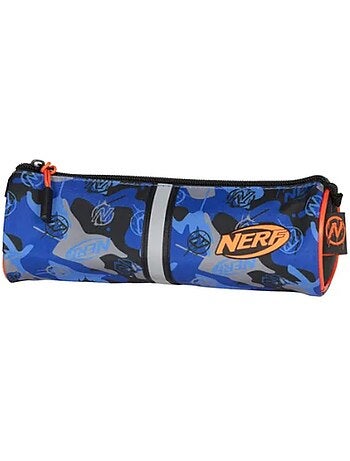 Trousse ronde scolaire enfant NERF Playground bleu camouflage