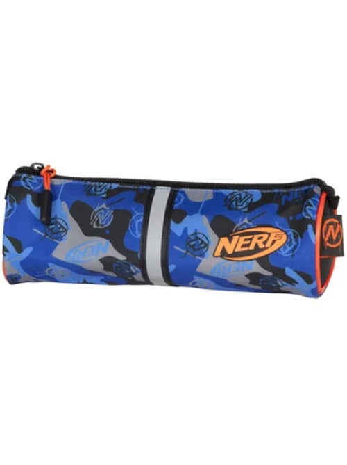 Trousse ronde scolaire enfant NERF Playground bleu camouflage - Kiabi