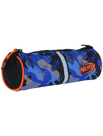 Trousse ronde scolaire enfant NERF Playground bleu camouflage