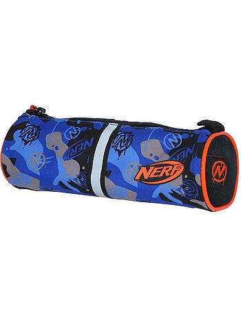 Trousse ronde scolaire enfant NERF Playground bleu camouflage