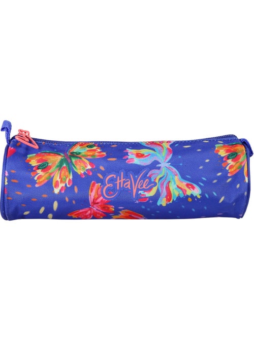 Trousse ronde scolaire fille 1 compartiment ETTAVEE Fly With Me bleu multicolore papillon - Kiabi