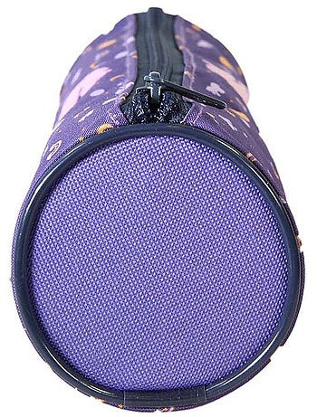 Trousse ronde scolaire fille CYBEL violette 1 compartiment zippé