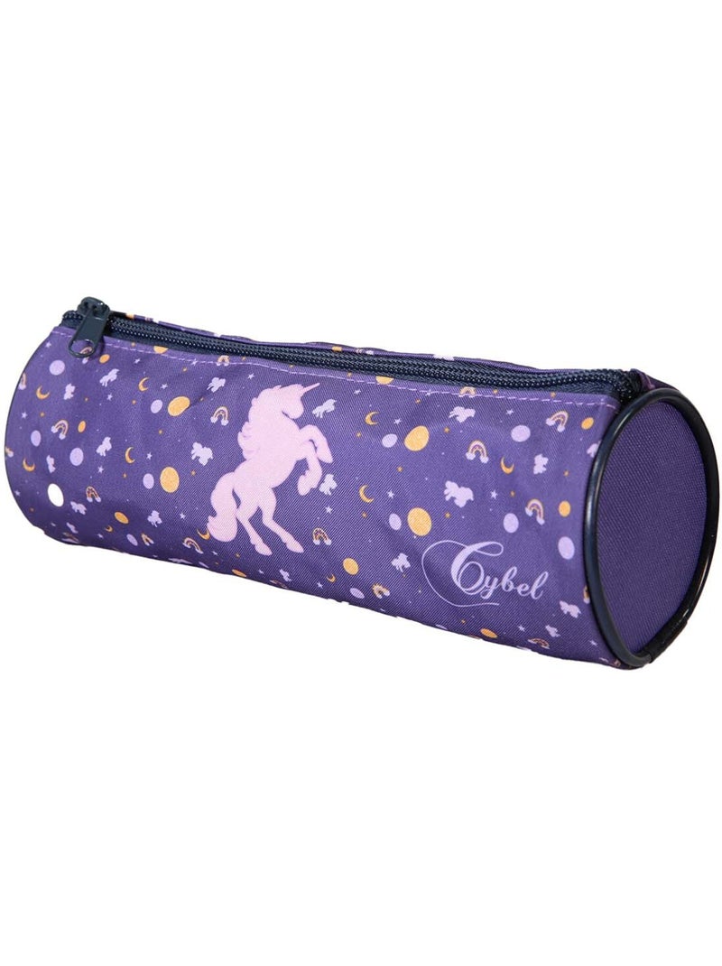 Trousse ronde scolaire fille CYBEL violette 1 compartiment zippé Violet - Kiabi