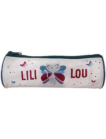 Trousse ronde scolaire fille LILI LOU beige 1 compartiment