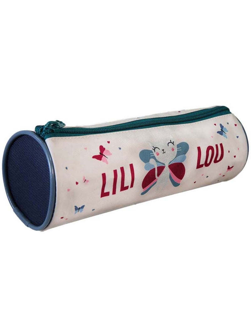 Trousse ronde scolaire fille LILI LOU beige 1 compartiment Beige - Kiabi