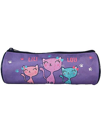 Trousse ronde scolaire fille LILI LOU violette 1 compartiment