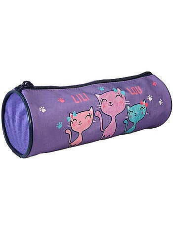 Trousse ronde scolaire fille LILI LOU violette 1 compartiment