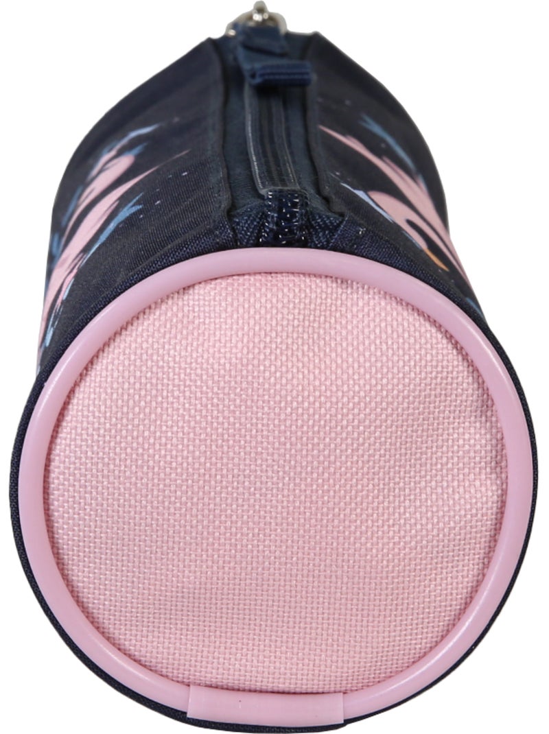 Trousse ronde scolaire fille PHILEAS Cygne bleu marine rose 1 compartiment Bleu marine - Kiabi