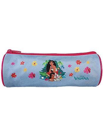 Trousse ronde scolaire fille VAIANA bleu ciel 1 compartiment