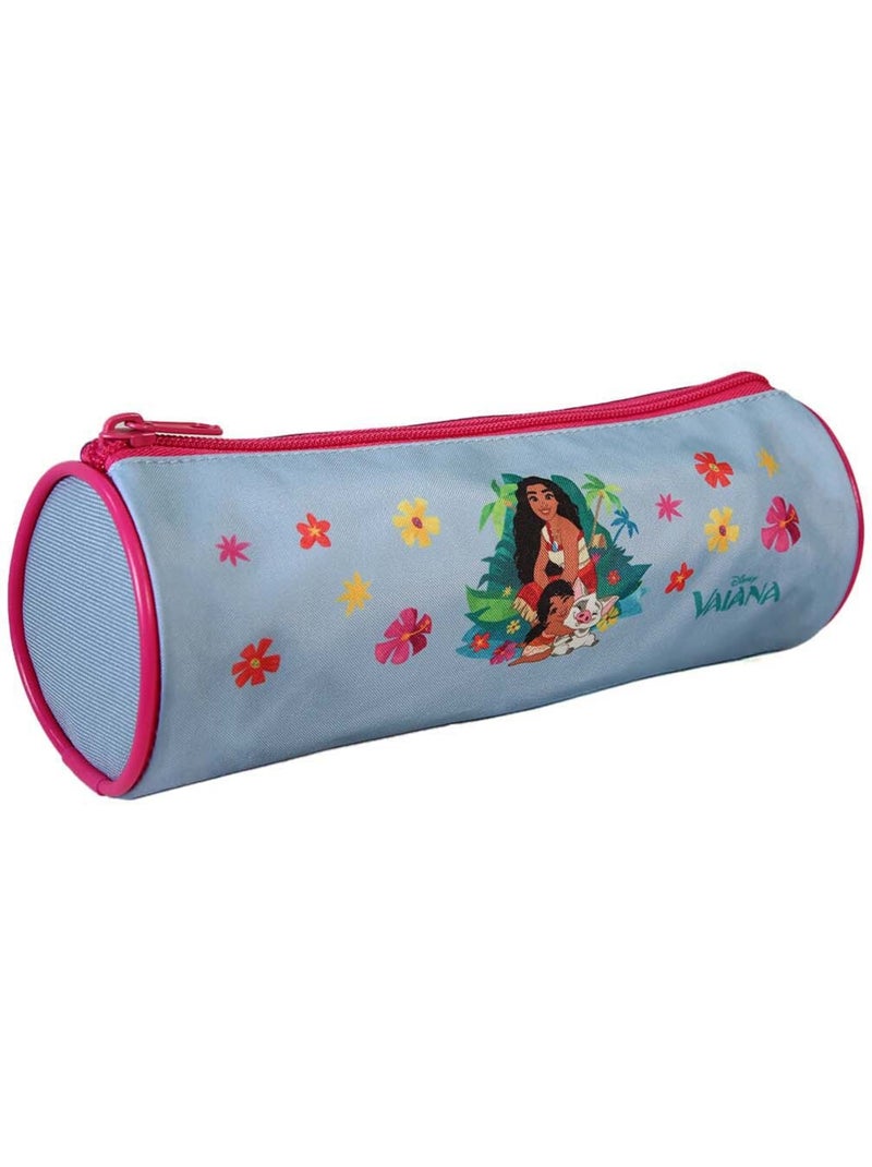 Trousse ronde scolaire fille VAIANA bleu ciel 1 compartiment Bleu ciel - Kiabi