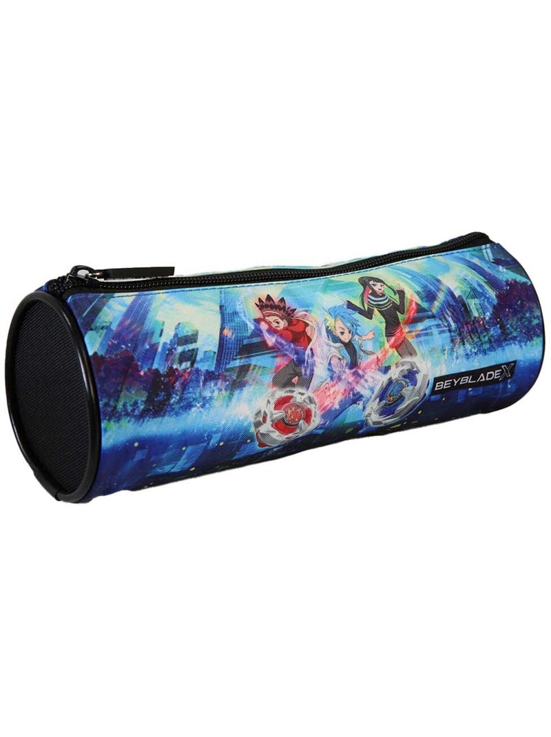 Trousse ronde scolaire garçon BEYBLADE X bleue 1 compartiment Bleu - Kiabi