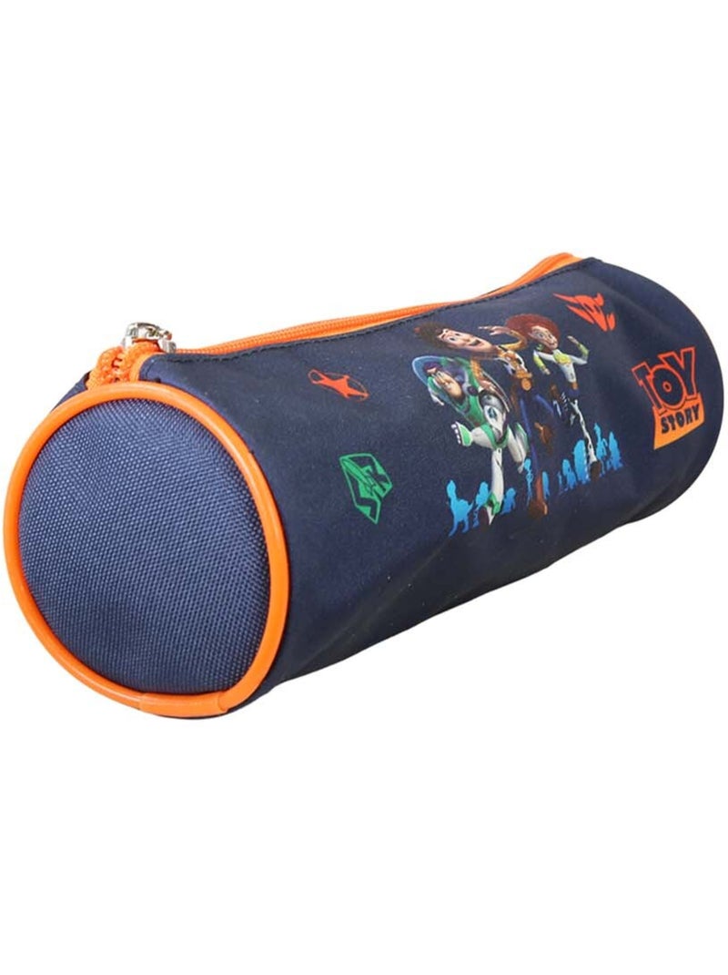 Trousse ronde scolaire garçon TOY STORY bleu orange 1 compartiment Bleu marine/Orange fluo - Kiabi