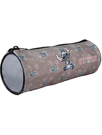 Trousse ronde scolaire STITCH grise 1 compartiment